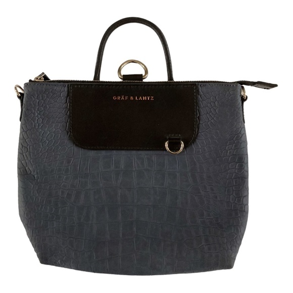 Graf Lantz Bedford Leather Croc Embossed 3 Way Crossbody Bag Backpack NWOT - Picture 4 of 12